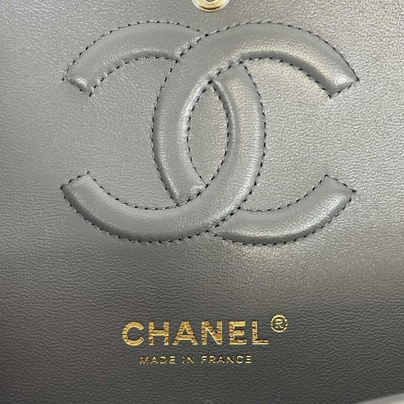 CHANEL - NEW 22A Classic Medium Double Flap Dark Grey CC Shoulder Bag - Picture 8 of 12